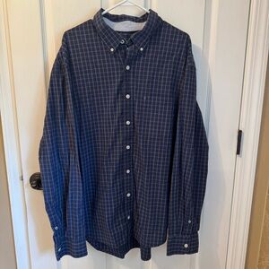 Izod Men’s Blue Casual‎ Button Down Shirt with Plaid Design 2XLT